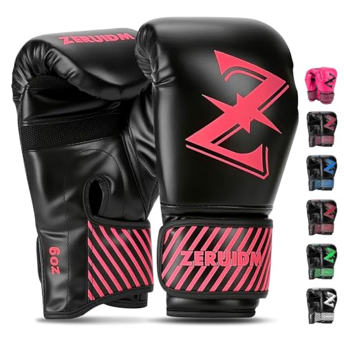 Kids Boxing Gloves 6 oz Youth Training Sparring Gloves for 3–12, Leather Ventilated Mesh, Boys Girls Junior Punching Gloves for PunchBag Focus Pads MMA Muay Thai Kickboxing - color: Pink