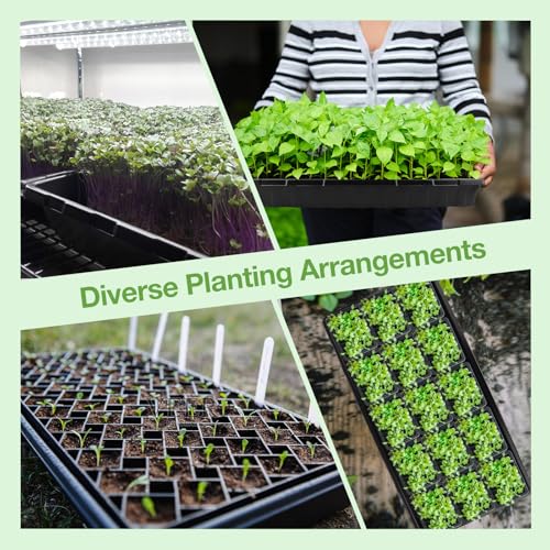 10 Pack 1020 Seed Starting Trays with 12 Hemp Grow Mats - Extra Thick Microgreens Growing Kit, 21 x 11 x 2.5 Inch Plant Trays with Hydroponic Grow Pads for Wheatgrass, Sprouts, Organic Gardening - size: 20in-10P with 12 Mats