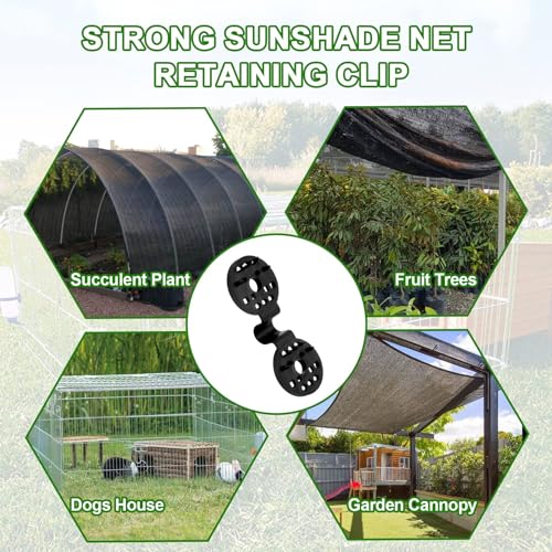 40 Pcs Shade Cloth Plastic Clips,Reusable Shade Cloth Heavy Duty Lock Grip Black Clips for Shade Netting,Sun Shades Net,Anti Bird Netting,Garden Netting,Shade Fabric (Black)