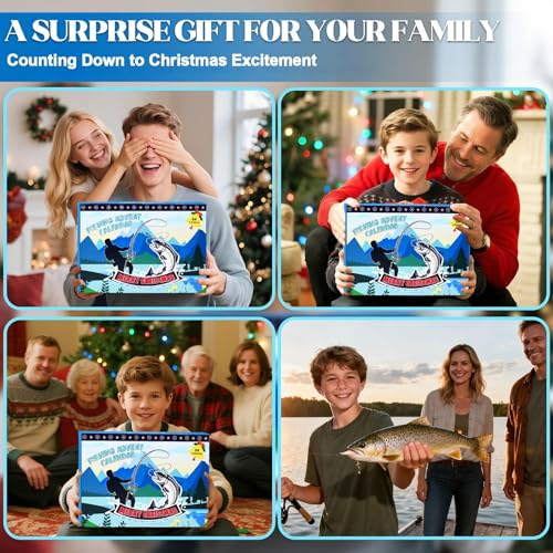 SUNNINO Fishing Advent Calendar 2025, 24 Days Christmas Fishing Lure Advent Calendar with Tool Kit, Fish Net Rod Holder, Xmas Surprise Gifts for Adult Men Father Husband Boyfriend