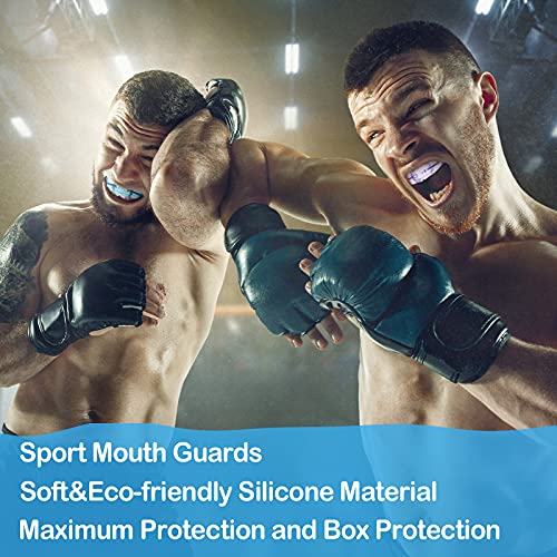 TOODOO 6 Pieces Youth Braces Mouth Guard with Cases, White, Purple, Blue - color: Transparent, Transparent Purple/ Blue