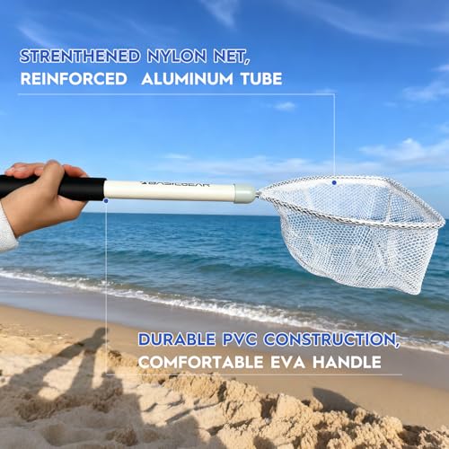 Compact Baitwell Net for Live Bait – Soft Nylon Mesh, Aluminum Frame, EVA Non-Slip Grip & Anti-Drop Rope