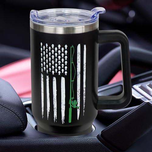 Fishing Gifts For Men,40oz Fishing Tumbler With Handle, Funny Gifts For Dad Grandpa,Birthday Gift For Fisherman,Coffee Cups With Straw and Lid