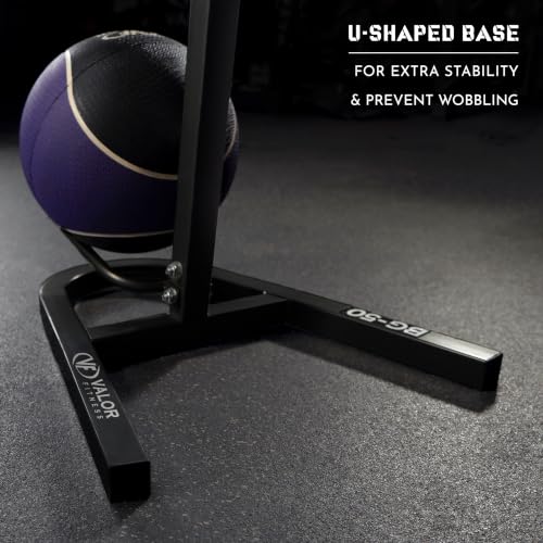 Valor Fitness Upright Ball Storage Rack, Heavy Duty Vertical Sports Equipment Organizer for Basketballs, Soccer Balls, Volleyballs, Medicine Balls, Home Gym Storage, 250 lb Capacity