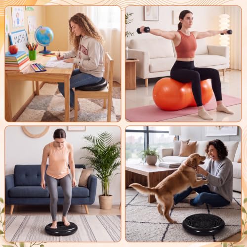 2 Pcs Peanut Ball and Wobble Cushion with Pump Set - color: Black