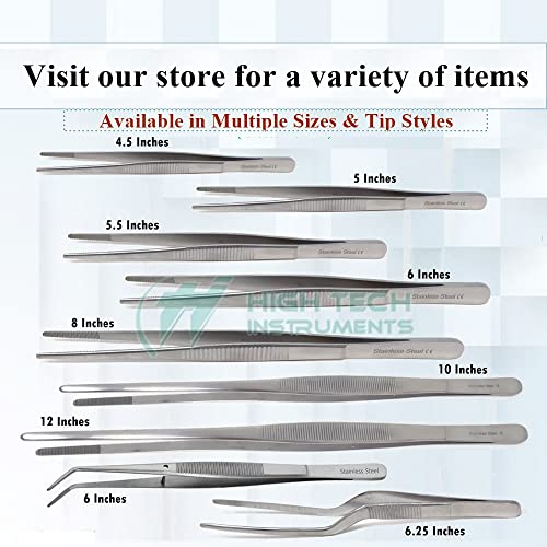 Reptile Feeding Tongs Straight Aquarium Tweezers Anti-Rust Thickened Stainless Steel Forceps, for Terrarium, Fish Tank, Snakes/Lizards/Gecko, Planting By HTI (6" - Set of 2)