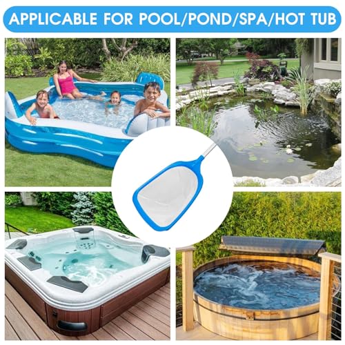 Hot Tub Skimmer Spa Net with 12'' Aluminum Pole Ultra Fine Mesh Net Handy Leaf Skimmer for Small Above Ground Pools Pick Up Fine Debris Lightweight Net