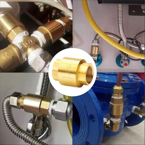 ChillWaves Brass In-Line Spring Check Valve 1-1/2" NPT Female Thread, One-Way Non-return Vertical Check Valve for Backflow Prevention(1-PACK) - size: 1-1/2" FNPT, style: PACK OF 1