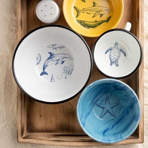 PLIGREAT 5 Pcs Sea Animal Underglaze Transfer Paper, 20.5x14.6in Blue Ceramic Decals Starfish Shark Turtle Under Glaze Transfers Art DIY Sticker for Pottery Enamel Decals DIY Handicraft Supplies - style: Sea Animal