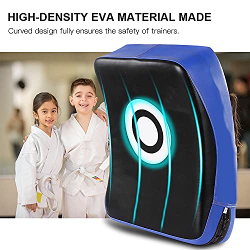 KANASI Curved Arm Pad Focus, Ergonomic Design with high Density EVA for Kickboxing Taekwondo Muay Thai Training and Sparring Safety for Martial Arts Enthusiasts - color: Black Blue