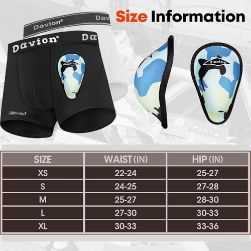 Davion 2-Pack Baseball Cup Youth Boys Underwear with kids Soft Athletic Cup - color: Black+white, size: Large