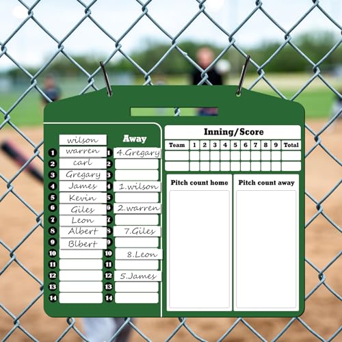 Engrowtic Magnetic Baseball Lineup Board for Dugout Metal Baseball Coaching Clipboard Softball Coaching Equipment with 30 Pcs Lineup Cards 2 Pcs Strong Clips and Erasable Pen for Batting (Green) - color: Green
