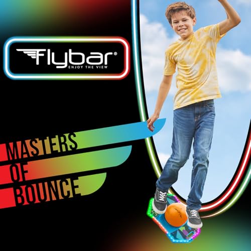 Flybar Pogo Trick Ball for Kids, Indoor & Outdoor Balance Bounce Board Toy - color: Retro Rocket