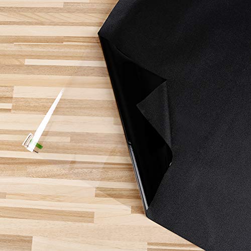 Total Blackout Window Film 100% Light Blocking Non Adhesive No Residue Removable Opaque Static Cling Privacy Glass Tint for Home Bedroom Darkening Heat Control (17.5 in x 6.56 Ft) - color: Black, size: 17.5 Inch x 6.56 Feet