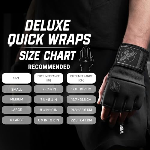 Hayabusa Deluxe Quick Wraps for Men and Women - Boxing & Martial Arts Hand Wraps - color: Black, size: Small