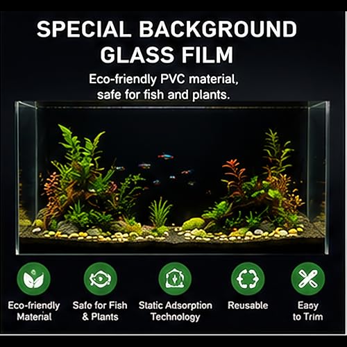 Black Aquarium Background Film, 79"x23.6" in, Static Cling Fish Tank | PVC Static Cling Backdrop, No Glue, No Residue, Removable, Reusable, Easy Install for Fish Tanks