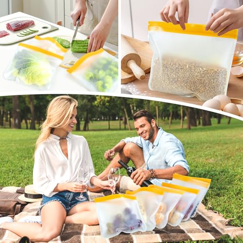 10 Pack Reusable Sandwich Bags, Silicone Sandwich Bags Reusable, Reusable Silicone Bags, Leakproof Sandwich Containers for Lunch Boxes, Travel Picnic, Work, Home Use