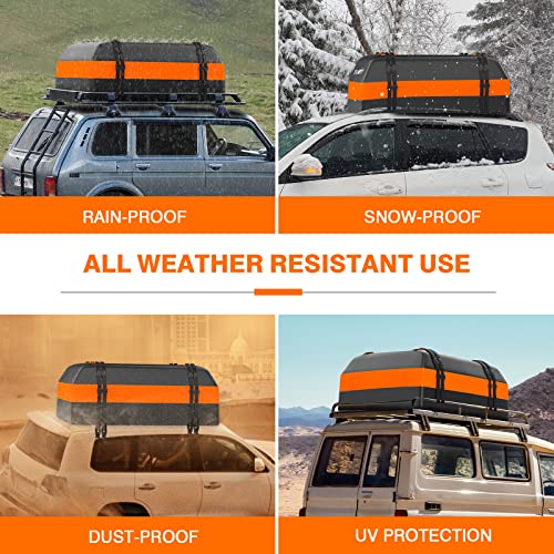 16 Cu Ft Car Rooftop Cargo Bag, Waterproof Soft Roof Top Luggage Carrier - size: 16 Cubic Feet-Orange