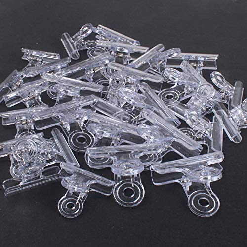30 Pack Plastic Clear Clips Clamps, 1-1/2 Inch and 2 Inch Sizes