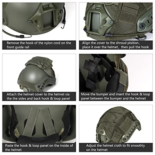 IDOGEAR Tactical Helmet Cover for Fast Helmet Covers Airsoft Military Paintball Hunting Shooting Gear - color: Ranger Green