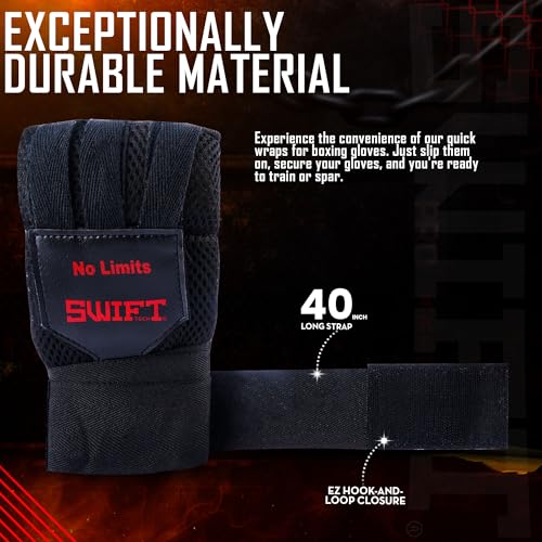 SwiftTechSports Pro Gel Hand Wraps Inner Gloves for Men and Women – 100cm Wrist Straps with Padded fist Protection. Muay Thai, MMA, Kickboxing, Boxing, and All Combat Sports - size: Large-X-Large
