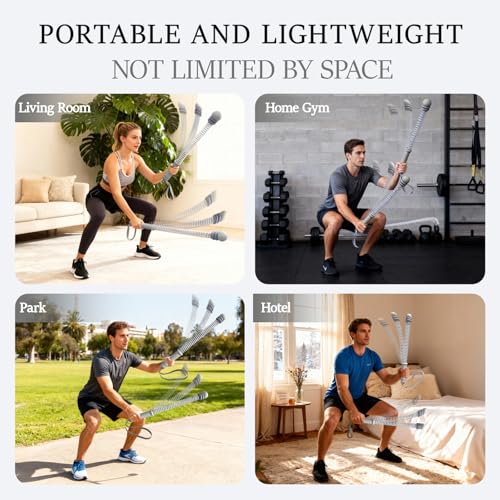 Ropeless Battle Ropes for Home Gym, Cordless Battle Rope for HIIT & Cardio (Grey with Ring) - style: Grey with ring