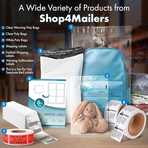 6x9 Clear Poly Bag with Suffocation Warning – Self-Seal Adhesive, 1.5 Mil Clear Bag for FBA, Packaging Bags, Clothes Storage, & Shipping Bags – Resealable Poly Mailers (Pack of 4000)