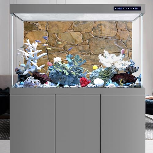 AWERT Stone Aquarium Background Rocky Fish Tank Background Rock Terrarium Background 36x20 inches Vinyl - size: 36x20in/90x50cm