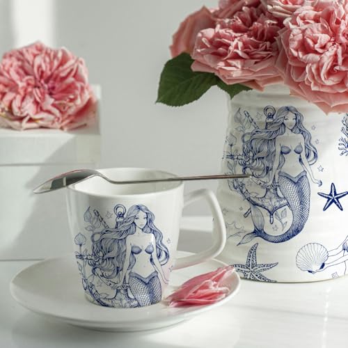 SUPERDANT 5PCS Mermaids Underglaze Paper Transfer Underwater World Transfer Paper for Clay Ceramic Porcelain Under Glaze Transfers for Pottery Blue Enamel Decals Papers Handcrafted Gifts - style: Mermaids
