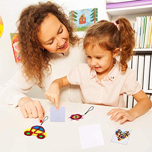 Fuse Bead Boards, 6Pcs 5mm Large Square Clear Plastic Beads Pegboards with 2Pcs Tweezers and 6Pcs Lroning Paper for Kids Craft