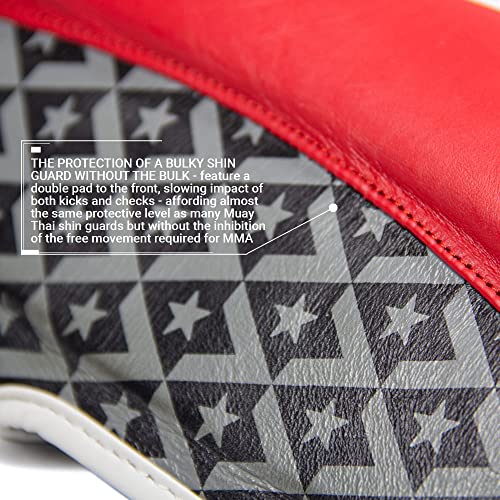 Revgear Superlite Light Weight Leather Shin Guards | for Martial Arts/MMA - color: Red, size: X-Large