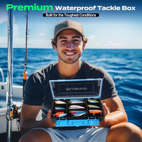 PLUSINNO Tackle Box Organizer, 1/2 Packs Waterproof Tackle Trays, Fishing Tackle Box with Removable Dividers, Fishing Box Tackle Trays and Terminal Tackle Storage - style: 3600-2 Pack