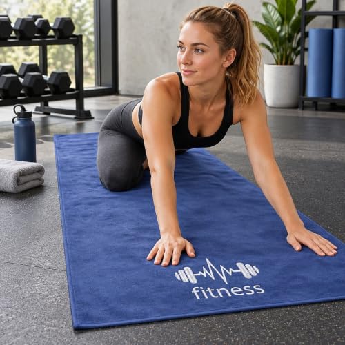 Microfiber Gym Bench Towel with Fitted Corner Hood, Indigo - color: Indigo