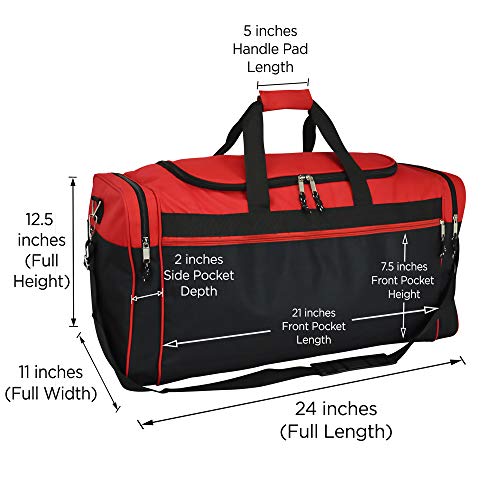 DALIX 25" Extra Large Vacation Travel Duffle Bag (Black, Grey, Navy Blue, Red, Camo) - color: Red