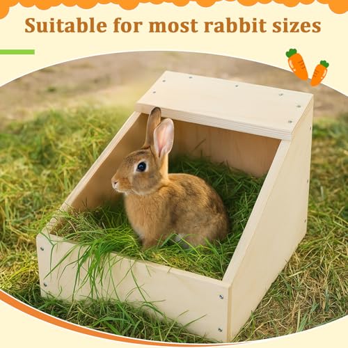 2 Pack Wood Rabbit Nesting Box, 18x12x12 Inch Wooden Hutch Hideout for Breeding, Natural Burrow Den Alternative for Rabbits & Small Animals - size: 18x12x12 Inch