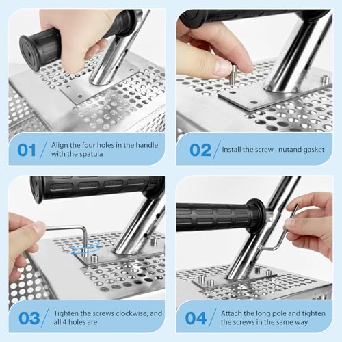 Sand Scoop for Metal Detecting - Metal Detector Sand Flea Rake for Beach with Anti Slip Handle Heavy Duty Stainless Steel Sand Sifter Shovel with Long Handle Ideal for Underwater Treasure Hunting