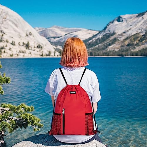 WANDF Drawstring Backpack, Gym Sackpack for Sports - color: Red
