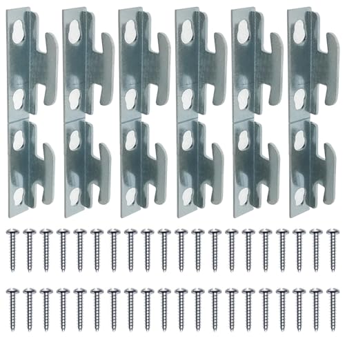 XJKJ 12 PCS Curtain Rod Brackets Heavy Duty, 12 Sets Wall Mount Curtain Rod Hardware Hooks, Single Rod Holders with Screws for Living Room Bedroom, Zinc Plated Anti-Rust