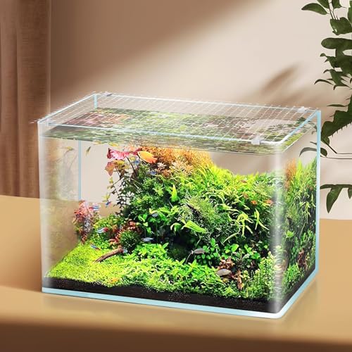 ibasenice Fish Tank Anti-Escaping Net Mesh Cover with 5 Brackets 27.55X20.86In Breathable Aquarium Mesh Cover Practical Escape-Proof Fish Tank Netting Lid