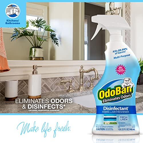 OdoBan Ready-to-Use Disinfectant and Odor Eliminator, Made in the USA, Fresh Linen Scent, 32 Ounce Spray Bottle - size: 32 Fl Oz (Pack of 1)