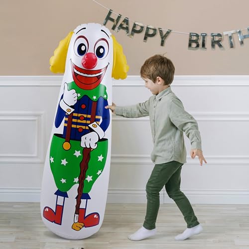 Jet Creations Inflatable Clown Punching Bag, 42" Tall | clown figure bop bag with weighted water base - you fill in water up to 1 gallon; for home activity, stress relief, parties