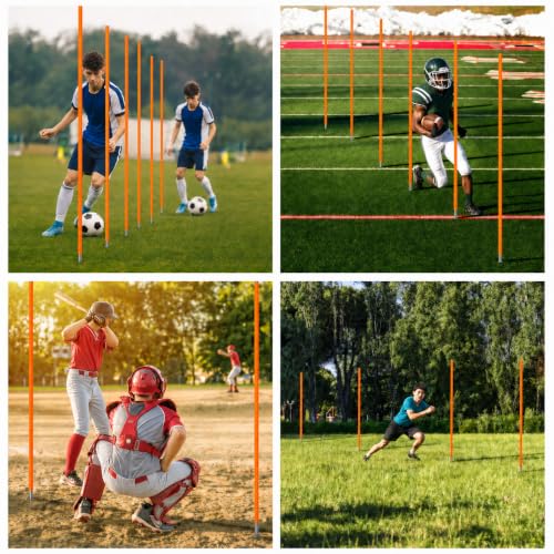 20Ft Agility Ladder Training Equipment for Soccer 12 Cones, Solo Soccer Trainer, Jump Rope Speed Football Gifts for boy - color: Orange