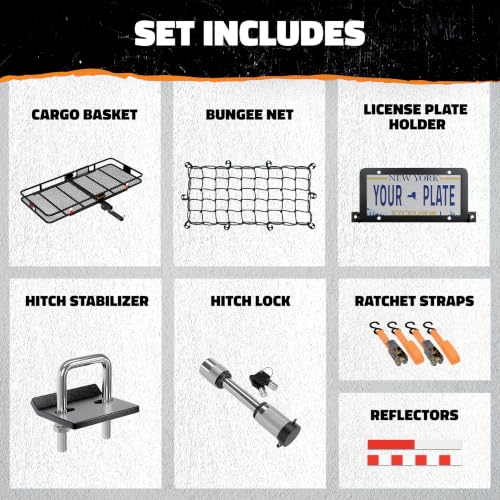 Mockins 60"x24"x6" XL Heavy Duty Trailer Hitch Cargo Carrier w/ 500 Lbs Cap - size: Large: 60"x24"x6"