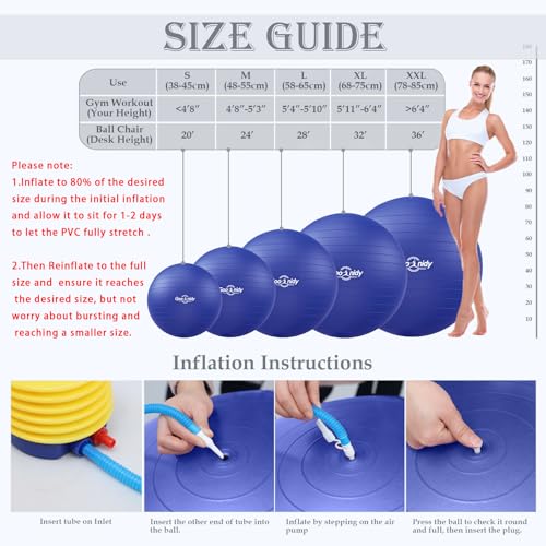 Soft Exercise Ball, Yoga Pregnancy Ball Chair, Pilates Equipment with Pump - color: Blue, size: S(15-18inch/38-45cm)