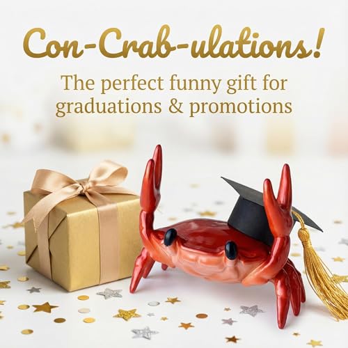 Gesodant Cute Red Crab Pen Holder & Eyeglass Stand, Funny Phone & Remote Holder for Desk, Creative Coffee Spoon Rest, Unique White Elephant Gift