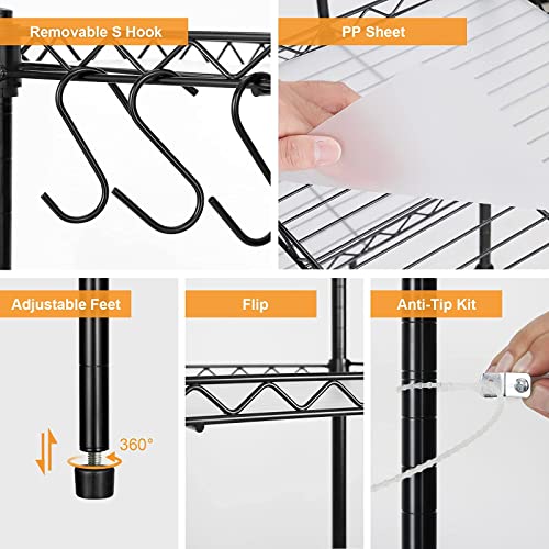 Best 3-Tier Wire Shelving - Black -mini Shelf - Kitchen Storage Shelves, Lightweight countertop Storage Rack Corner Shelf Shelving Adjustable Storage Shelf, 11.8" D x 15.7" W x 31.5" H - size: 3-Black Shelf