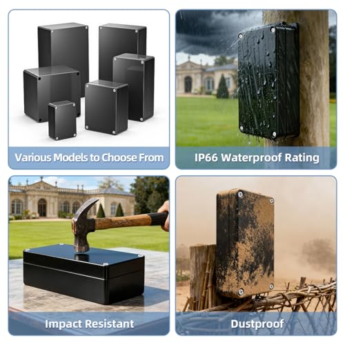 Project Box ABS Plastic IP66 Waterproof Dustproof DIY Junction Box Black 3.94 x 2.68 x 1.97 inch (100 x 68 x 50mm)(Pack of 2)