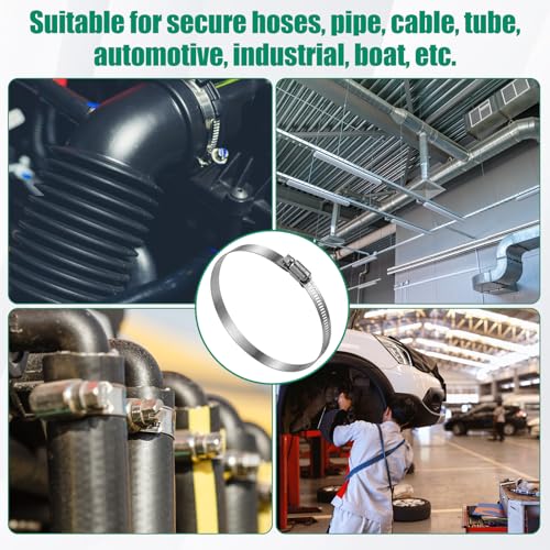 50 Pack 2.5 Inch Stainless Steel Hose Clamps Adjustable 1-13/16" to 2-3/4" 46-70 mm Worm Gear Clamps Duct Clamp for Automotive Fuel Line Air Duct Dryer Vent Plumbing Industrial Use
