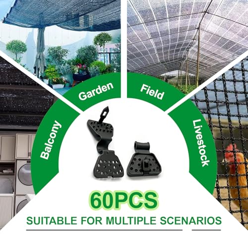 60PCS Shade Cloth Clips 2026 New Shade Clamps,Sunscreen Net Clips,Reusable Dual-buckle Fabric Clips,Fabric Clamps Heavy Duty Lock Grip for Garden,Fence Mesh fabric fasteners,Agricultural Greenhouses