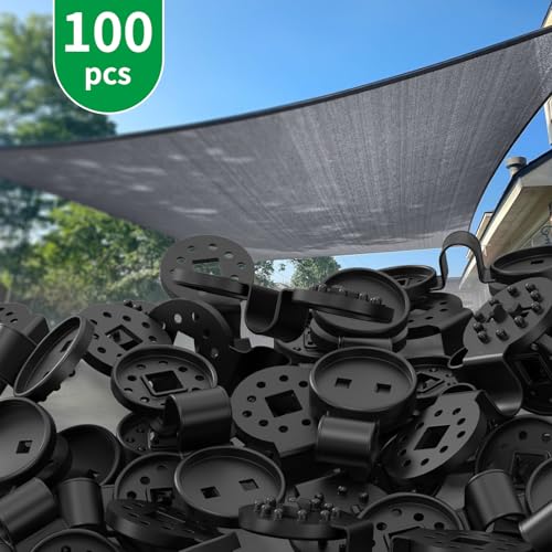 Shade Cloth Clips 100PCS, Heavy Duty Lock Grip Sun Shade Net Clamps, Durable Plastic Awning Clips for Outdoor Gardening Windproof Awning Clamp & Sun Shade Net - color: Black-100pcs